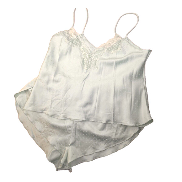 Cira Vintage Camisole and Pants Women's Large Green 90s Lingerie Sleepwear Girly - Picture 1 of 7
